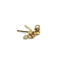 14k Gold Filled, 3mm Champagne Bezel Ear Post W/ Ring, 14KGF