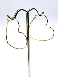 Lovely Heart Shape Beading Hoop Earrings (14KGF) SKU 4011808