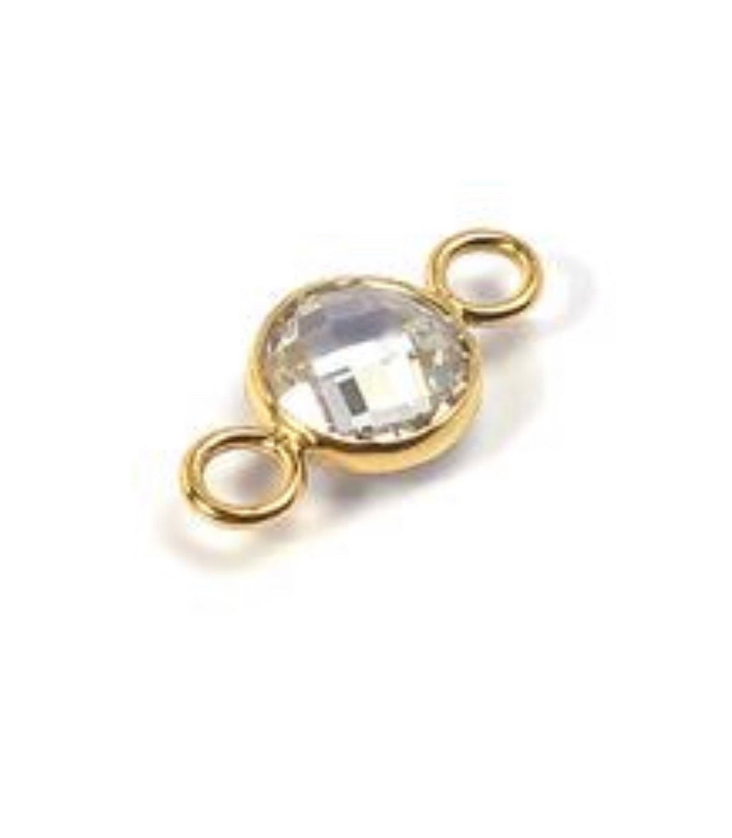 14KGF white 3A CZ connector , 14K gold filled , sku# 40238M4