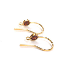 Garnet cubic zirconia, 14KGF ear wire with ring , 14K gold fill , SKU#4006425G