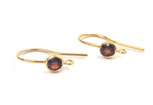 Garnet cubic zirconia, 14KGF ear wire with ring , 14K gold fill , SKU#4006425G