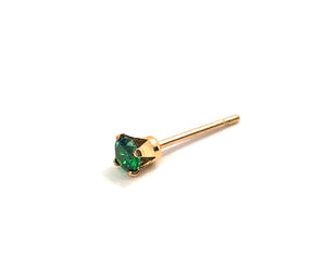 Green cubic zirconia, 14KGF stud earrings, 14K gold filled , SKU#4011230M5