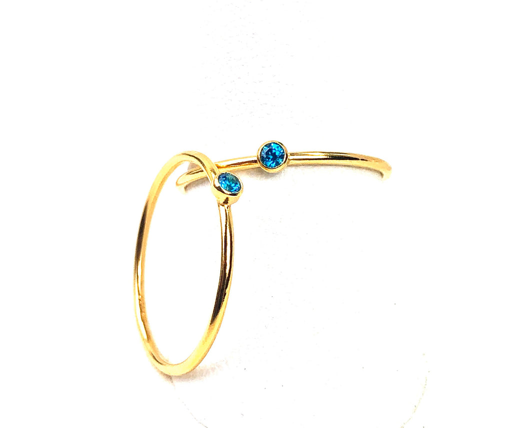 14KGF stackable ring , Aqua blue Cubic zirconia, SKU# 4020R6M9