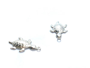 Silver Turtle Charm , Sku#500C36