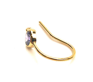 Amethyst cubic zirconia, 14KGF ear wire with ring , SKU#4006425AM