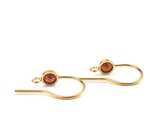 Garnet cubic zirconia, 14KGF ear wire with ring , 14K gold fill , SKU#4006425G