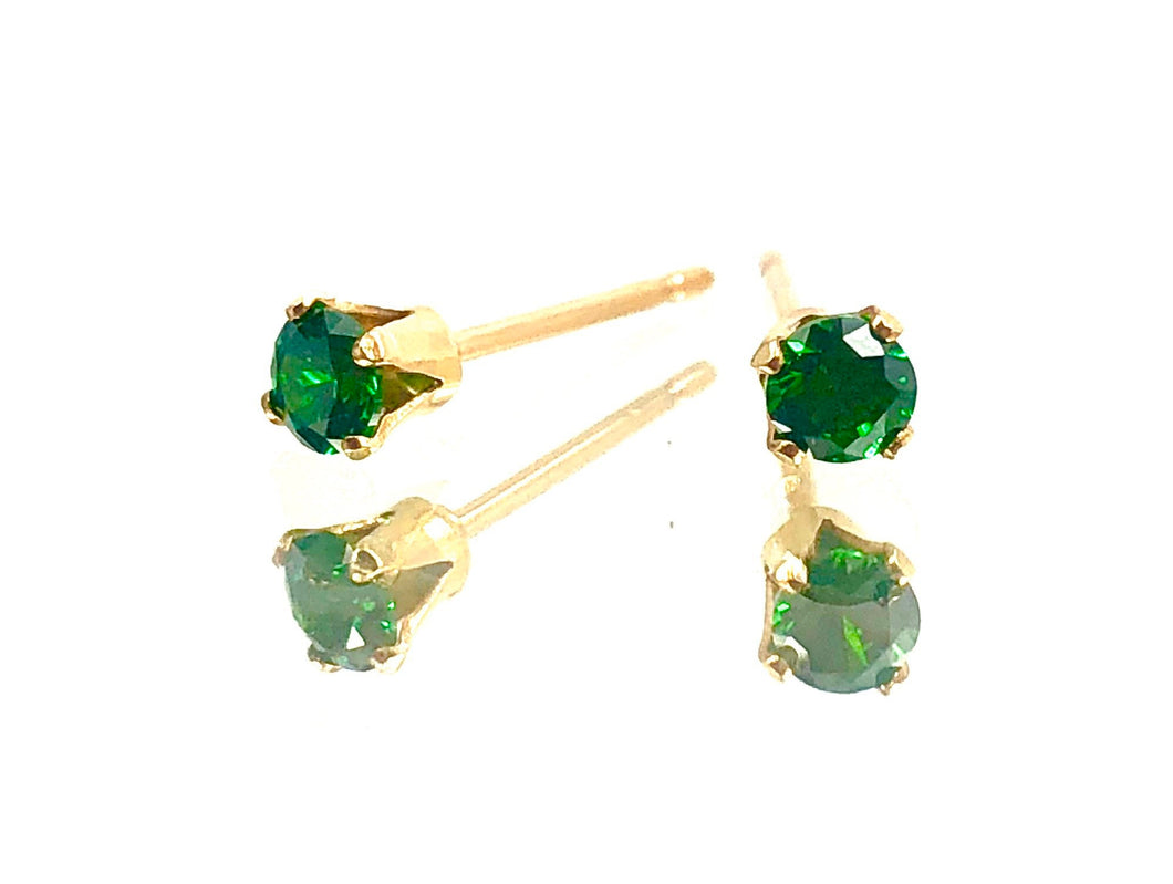 Green cubic zirconia, 14KGF stud earrings, 14K gold filled , SKU#4011230M5