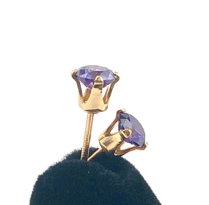 Amethyst cubic zirconia , 14KGF stud earrings, 14K gold filled , SKU#4011240M2