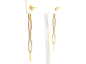 14KGF Paperclip Chain Post Earring , Sku#4018602B2