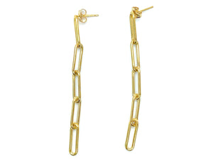 14KGF Paperclip Chain Post Earring , Sku#4018602B2