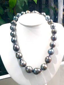 19 “ finished tahitian peacock pearl necklace, 14mm - 17mm w / sterling silver ball clasp , SKU# 070761