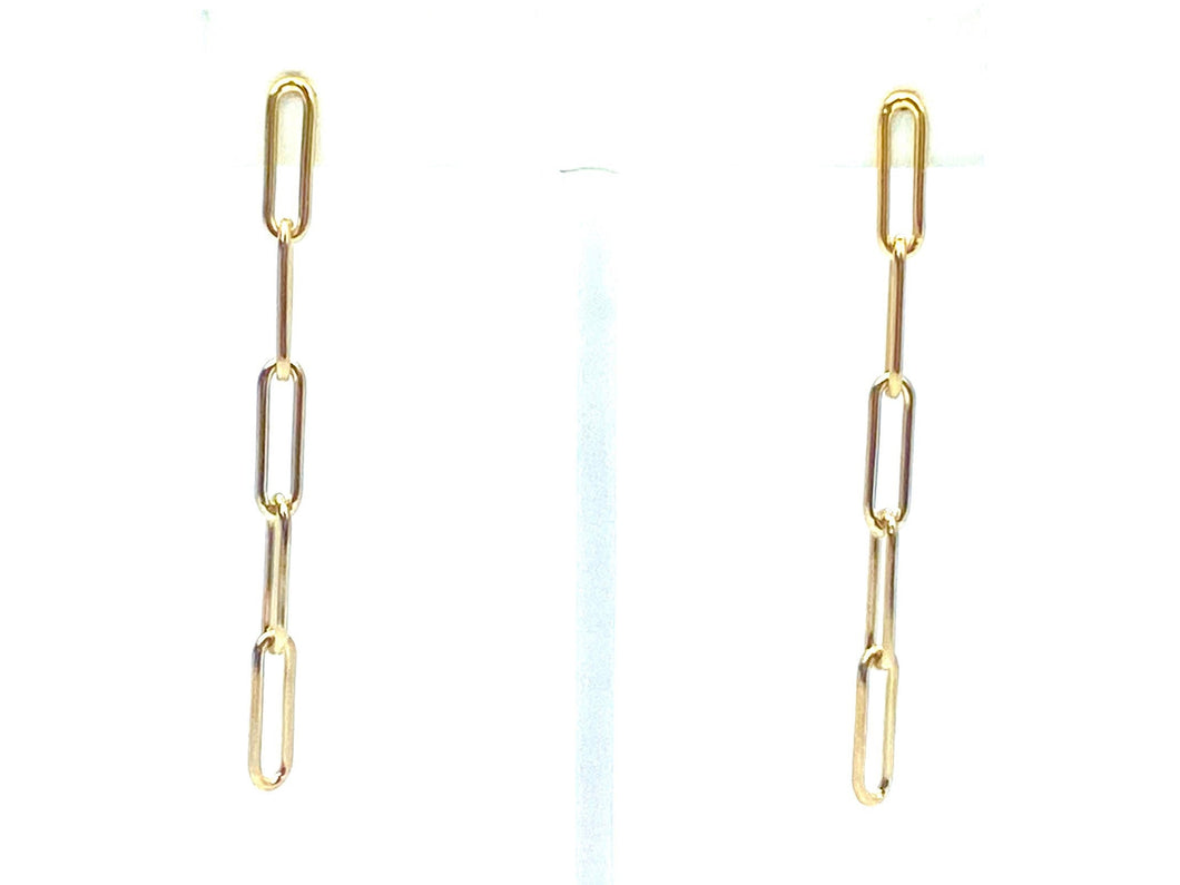 14KGF Paperclip Chain Post Earring , Sku#4018602B2