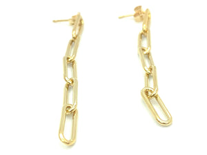 14KGF Paperclip Chain Post Earring , Sku#4018602B2