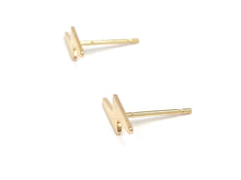 14K Solid Gold Lightning Studs , Sku#203-020-2