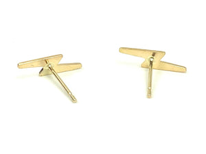 14K Solid Gold Lightning Studs , Sku#203-020-2