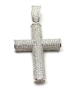 sterling silver cross pendant, cubic zirconia, SKU# 10028