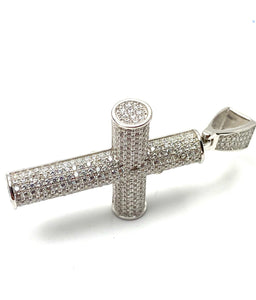 sterling silver cross pendant, cubic zirconia, SKU# 10028