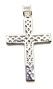 Sterling silver cross pendant, cubic zirconia, SKU#10034