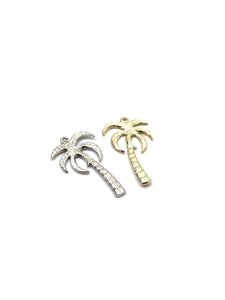 14K Solid Gold Palm Tree Charm w/ Ring, 9.7x17.1mm, Made in USA (L-12)