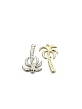 14K Solid Gold Palm Tree Charm w/ Ring, 9.7x17.1mm, Made in USA (L-12)