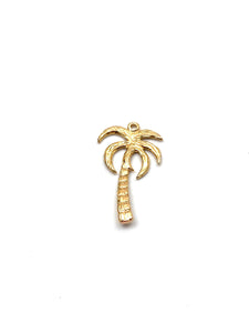 14K Solid Gold Palm Tree Charm w/ Ring, 9.7x17.1mm, Made in USA (L-12)