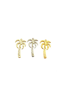 14K Solid Gold Palm Tree Charm w/ Ring, 9.7x17.1mm, Made in USA (L-12)