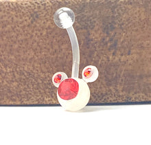 Flexible curve body bar , Mickey mouse stone belly ring, SKU# NBR032