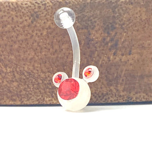 Flexible curve body bar , Mickey mouse stone belly ring, SKU# NBR032