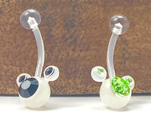 Flexible curve body bar , Mickey mouse stone belly ring, SKU# NBR032