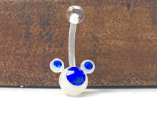 Flexible curve body bar , Mickey mouse stone belly ring, SKU# NBR032