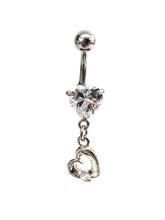 Stainless steel curve bar , heart w/ gem belly ring, SKU# 10-6-6