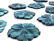 White South Sea Mother Of Pearl Blue & White Hibiscus Sku#M349