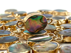 Oval double ring abalone mother of pearl charm, Sku#M750