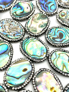 Oval abalone mother of pearl, cubic zirconia, SKU# M917