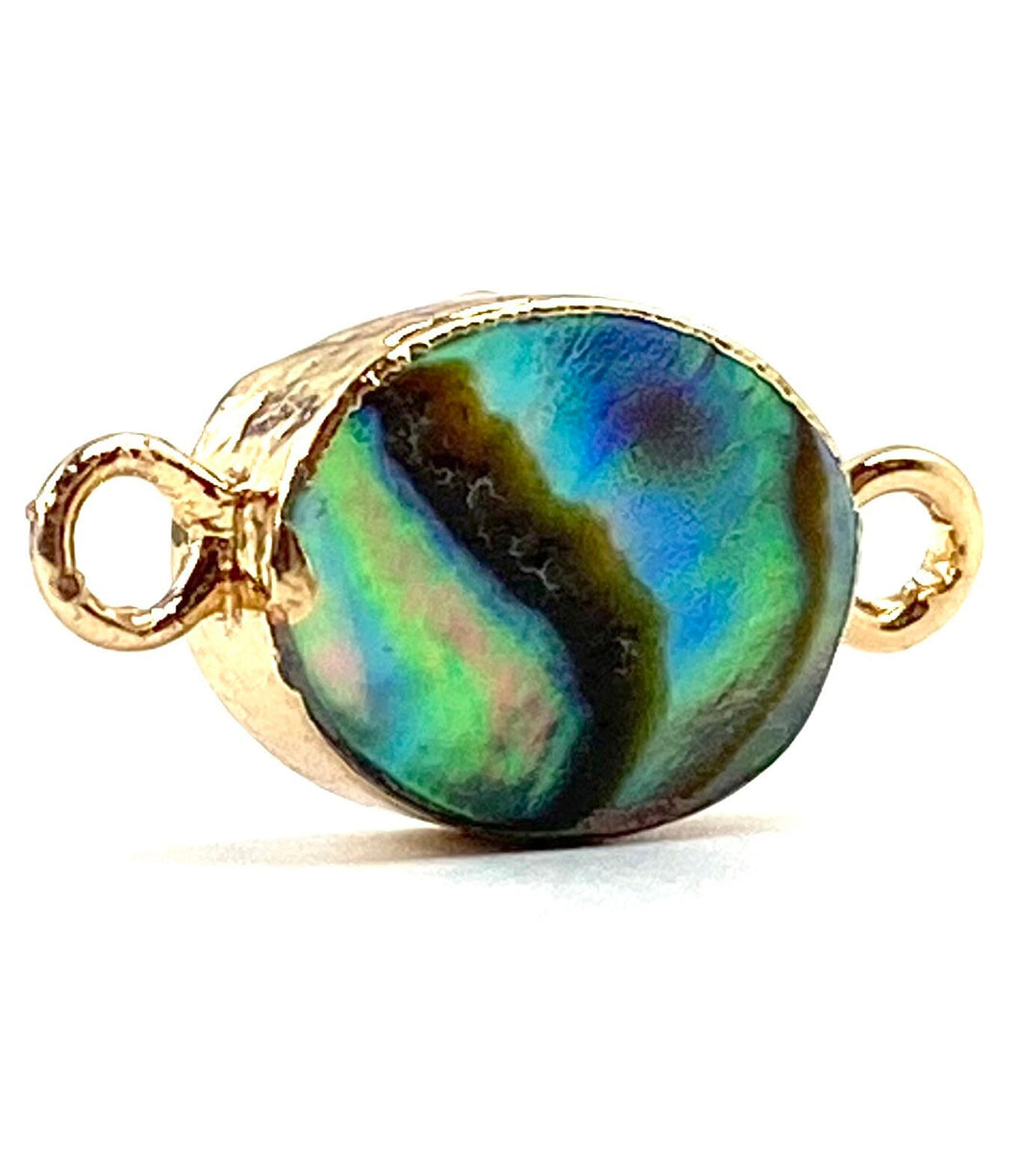 Oval double ring abalone mother of pearl charm, Sku#M750