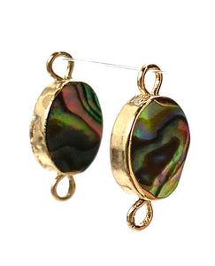 Oval double ring abalone mother of pearl charm, Sku#M750