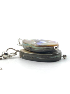 Beautiful abalone mother of pearl tear drop earrings, SKU#M1020