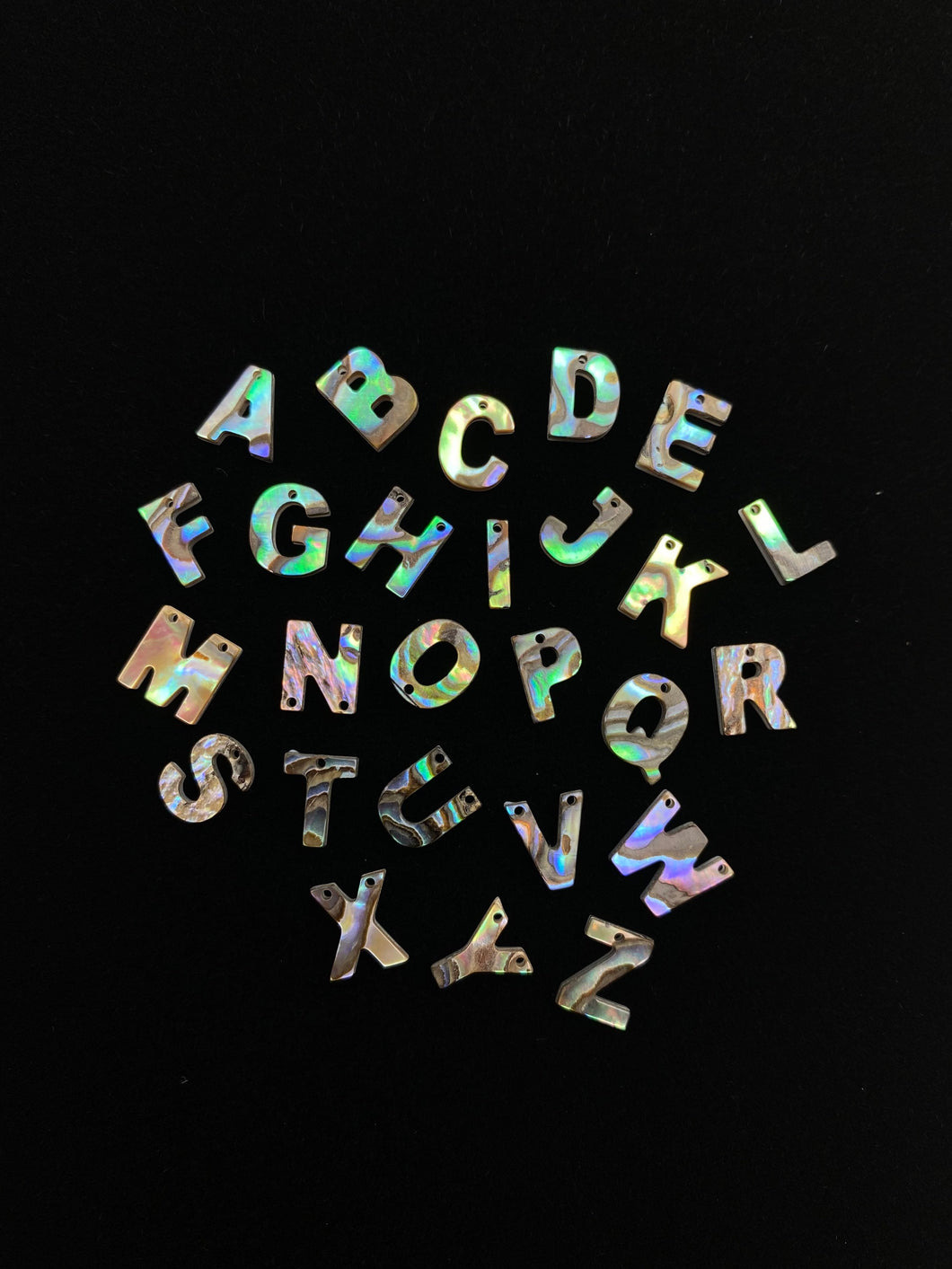 Stunning abalone mother of pearl letters