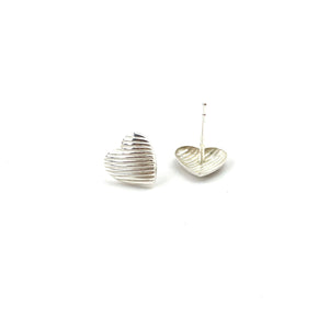 Sterling Silver Textured Heart Shaped Earrings SKU: 1122-5