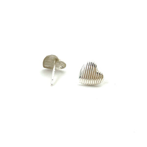 Sterling Silver Textured Heart Shaped Earrings SKU: 1122-5