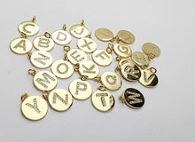 Beautiful gold plated disk letter pendants, SKU# M1282