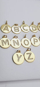 Beautiful gold plated disk letter pendants, SKU# M1282