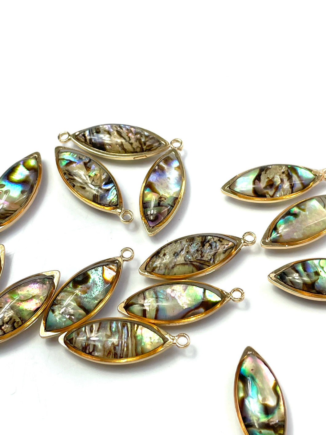 Leaf shaped abalone mother of pearl charm,SKU#M1376