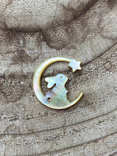 Mother Of Pearl Bunny On The Crescent Moon Star Shell, Sku#M2212