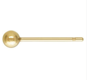 14KGF 3.0mm Ball Earring (11mm Post), Sku#4006231