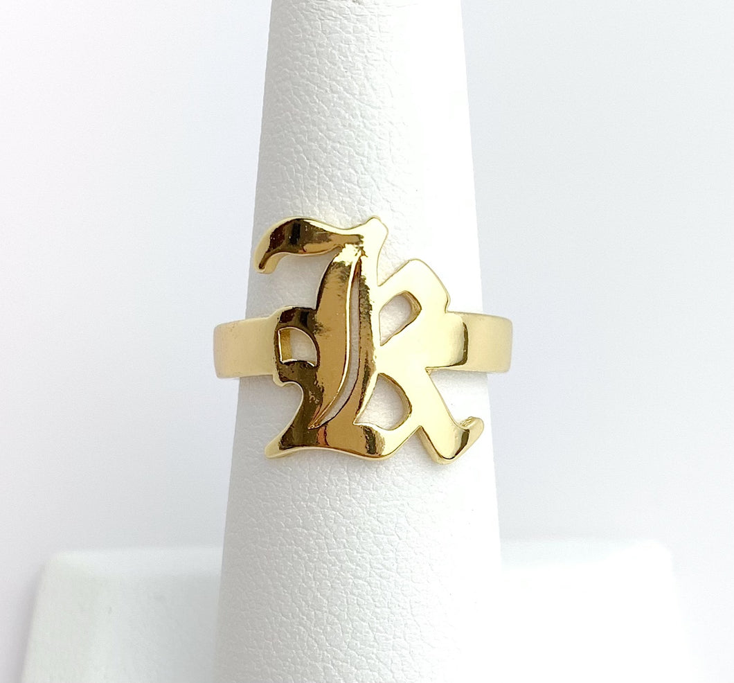 14k Gold Plated Initial “K” Ring