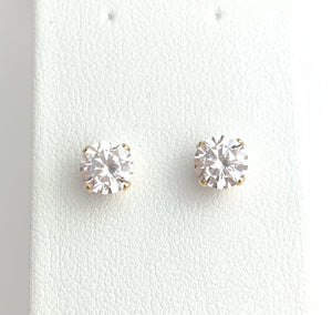 6.0mm White Cubic Zirconia Earrings