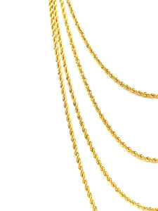 14KGF French Rope Chain Necklace 18” 20” 22” 24” , 2.5mm