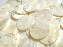 White Mother Of Pearl Shell, Circle Mother Of Pearl, Carved MOP, Sku#M2998