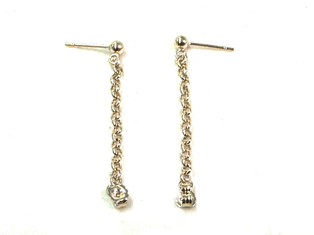 3.0mm Ball Earring w/Chain & Earring Back, 14KGF, Sku#4006230R30B2